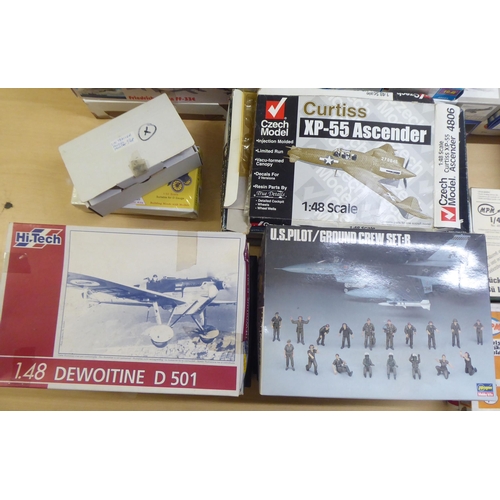 5 - 1/48 scale model kits: to include by Airfix, a 'Sea Harrier FA2'; and a 'Hurricane Mk.II C' by Haseg... 