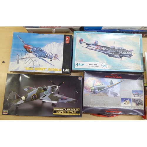 5 - 1/48 scale model kits: to include by Airfix, a 'Sea Harrier FA2'; and a 'Hurricane Mk.II C' by Haseg... 