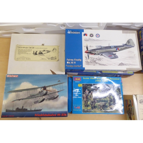 5 - 1/48 scale model kits: to include by Airfix, a 'Sea Harrier FA2'; and a 'Hurricane Mk.II C' by Haseg... 