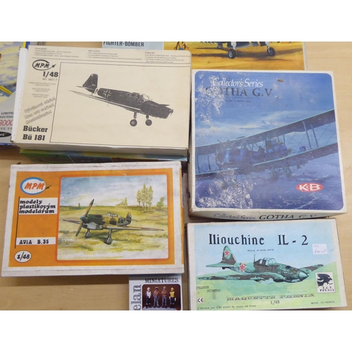 5 - 1/48 scale model kits: to include by Airfix, a 'Sea Harrier FA2'; and a 'Hurricane Mk.II C' by Haseg... 