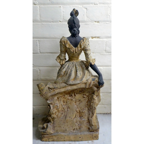 66 - A late Victorian painted spelter figure, a woman reading a letter  23