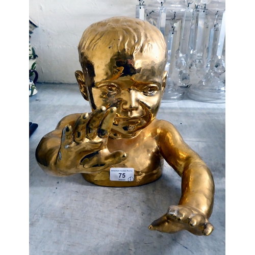 75 - A gilded pottery bust of a child  10