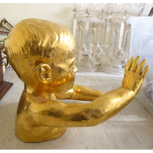 75 - A gilded pottery bust of a child  10