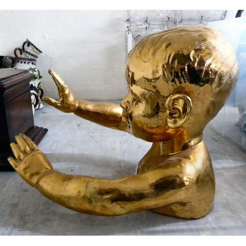 75 - A gilded pottery bust of a child  10