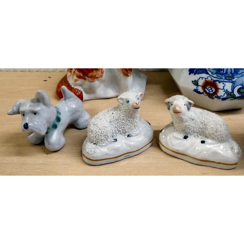 82 - Ceramics: to include a pair of late Victorian Staffordshire pottery King Charles spaniels  8