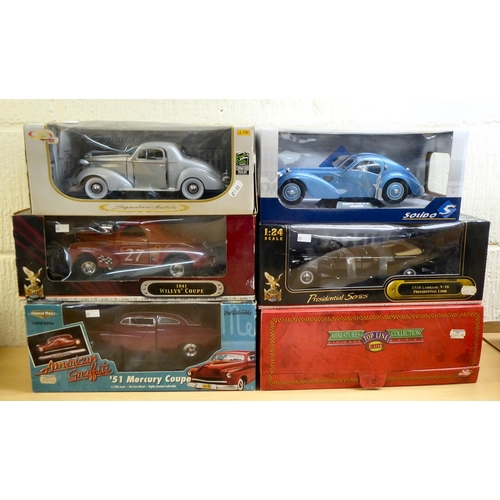 89 - Diecast model vehicles: to include by Solido, a 'Bugatti Type 57 SC Atlantic'; and a '1936 Pontiac D... 