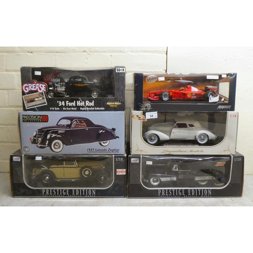 94 - Diecast model vehicles: to include by Precision 100, a '1937 Lincoln Zephyr'; and a '1936 CORD 810' ... 