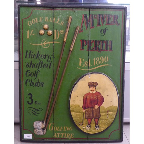 201 - A reproduction of a Victorian golf themed, painted wooden presentation  19