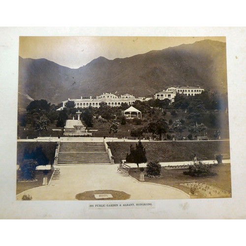 161 - An early/mid 20thC Chinese album, containing monochrome photographs: to include views of Canton; loc... 