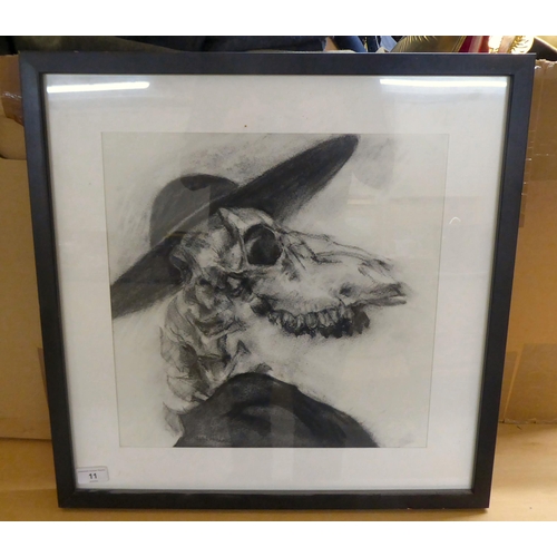 11 - PJ Byrne - 'Ms GR Fox'  charcoal  bears a 2004 Royal Academy of Arts Summer Exhibition label verso  ... 