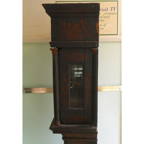 243 - A 19thC longcase clock, decorated in Sino European taste, on a bracket plinth the movement inscribed... 