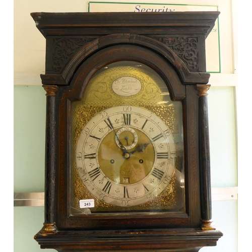 243 - A 19thC longcase clock, decorated in Sino European taste, on a bracket plinth the movement inscribed... 