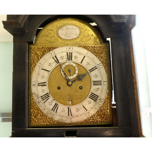 243 - A 19thC longcase clock, decorated in Sino European taste, on a bracket plinth the movement inscribed... 