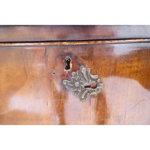 299 - An Edwardian mahogany concave front desk, the top with a gadroon moulded edge, over three drawers, r... 