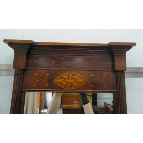 301 - A Regency pier glass, in a satinwood inlaid, mahogany inverted breakfront frame  34