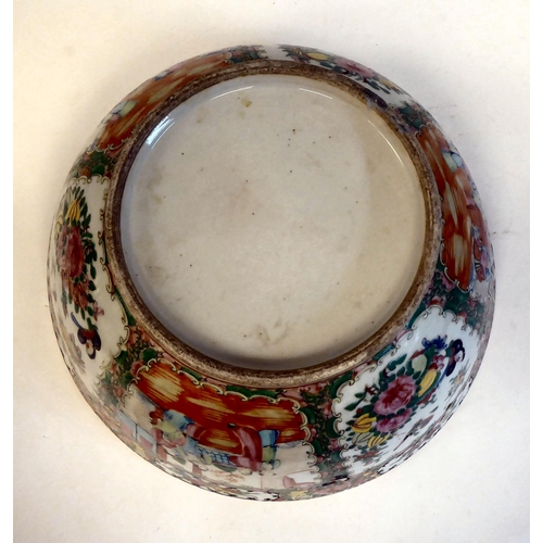 306 - A late 19thC Chinese Canton porcelain bowl, decorated with panels of figures, in a floral border&nbs... 