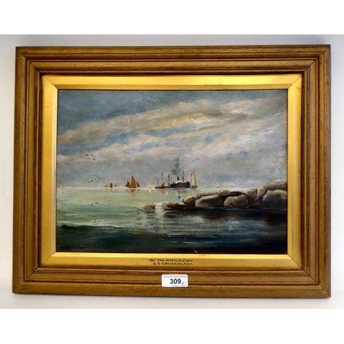 309 - AS Edwards - two seascapes  oil on board  bearing signatures  10