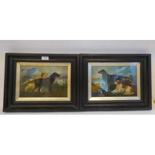 311 - C Earl - two studies of dogs  oil on board  bearing signatures  7