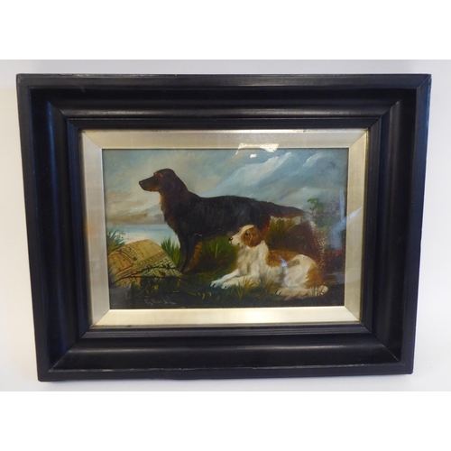 311 - C Earl - two studies of dogs  oil on board  bearing signatures  7