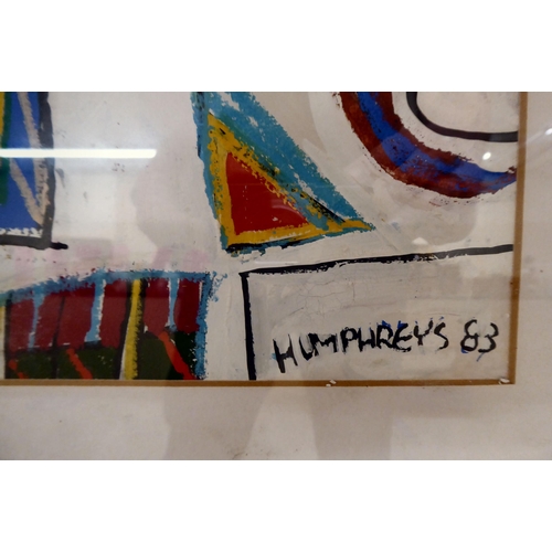 73 - Humphreys - a colourful European street  mixed media  bears a signature & dated '83&nb... 