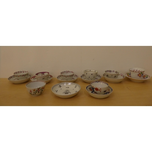 106 - Mainly late 18th-mid 19thC porcelain tea bowls and saucers, each individually handpainted 