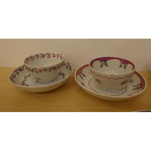 106 - Mainly late 18th-mid 19thC porcelain tea bowls and saucers, each individually handpainted 