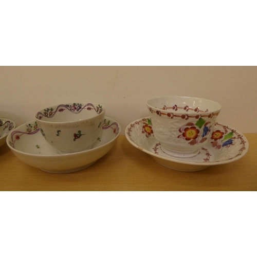 106 - Mainly late 18th-mid 19thC porcelain tea bowls and saucers, each individually handpainted 