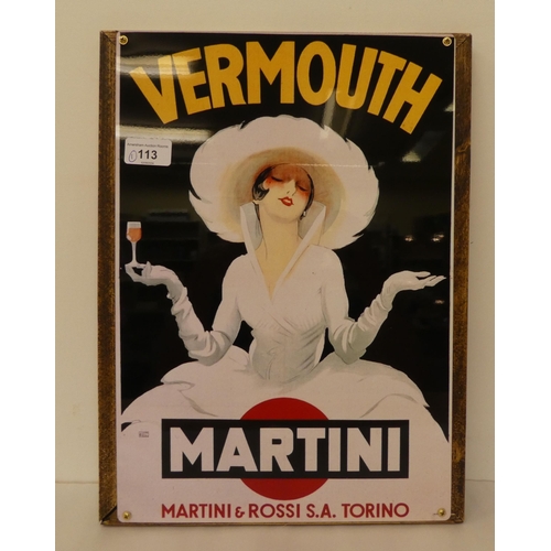 113 - A reproduction vintage advertising sign, Martini  printed on metal  11