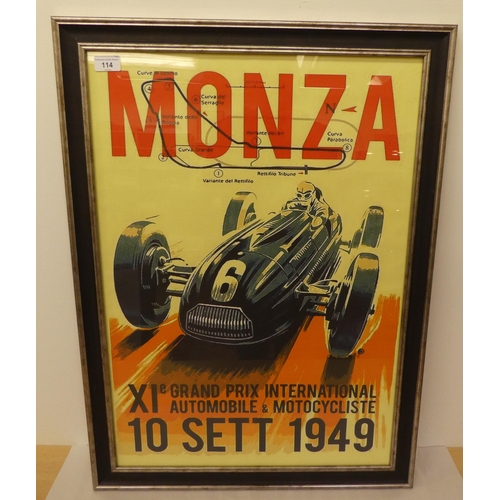 114 - A reproduction of a 1949 Monza Grand Prix poster  coloured print  20