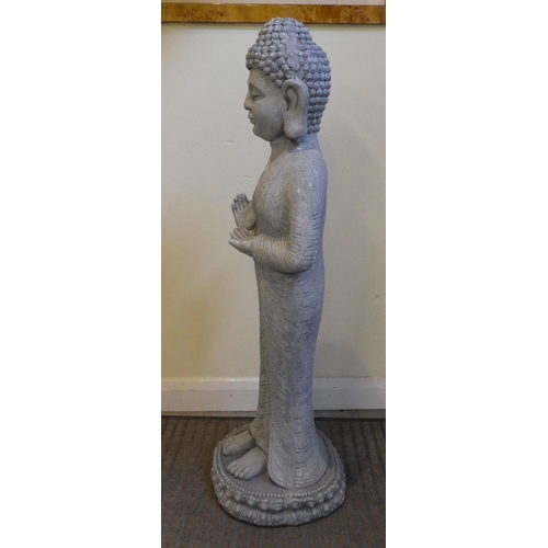 116 - A blue/grey painted composition standing Buddha  38