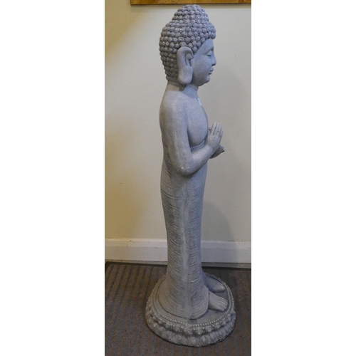 116 - A blue/grey painted composition standing Buddha  38