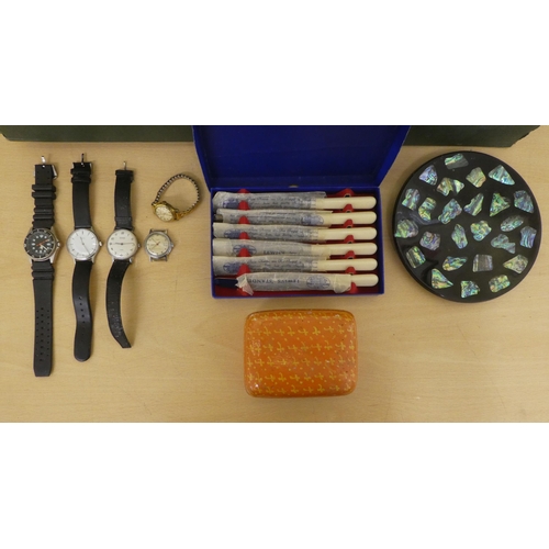 125 - 20thC collectables: to include silver plated tableware, cannisters and wristwatches 