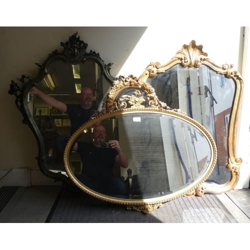 127 - Four similar, mainly gilt framed 20thC mirrors  largest 26