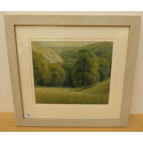 131 - Kevin Hughes - 'Exmoor Valley'  watercolour  bears a signature & label verso  10