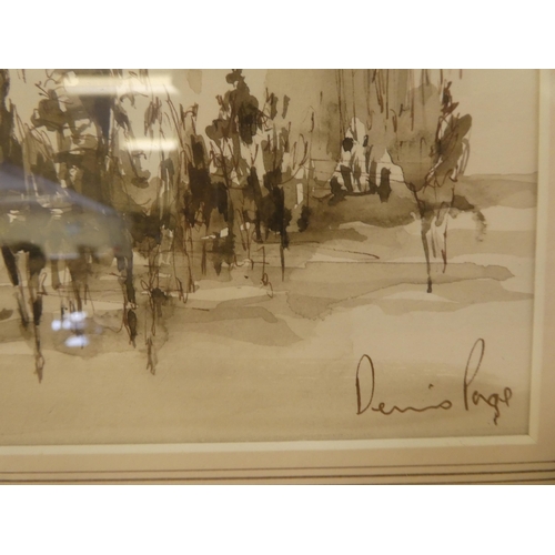 136 - Denis Page - 'Hampstead, London'  pen & watercolour  bears a signature & label verso  8