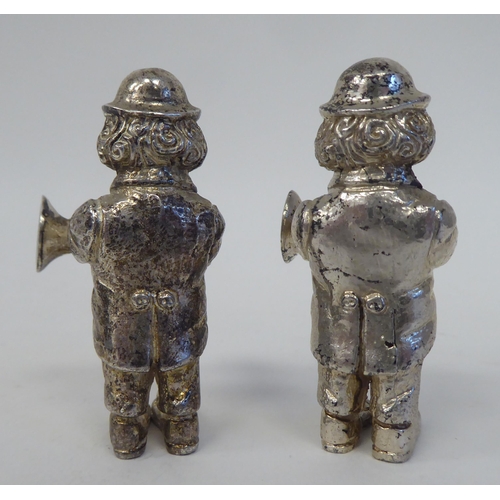 153 - Two silver clown figures  London Millennium marks  2