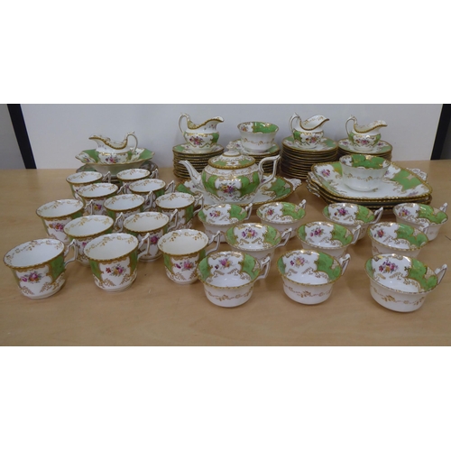 155 - Coalport china tableware, decorated in green and gilt  No. Y.2665