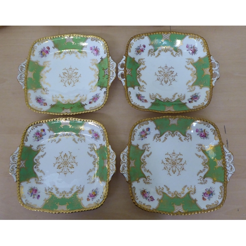 155 - Coalport china tableware, decorated in green and gilt  No. Y.2665