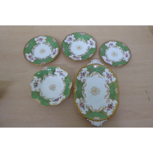 155 - Coalport china tableware, decorated in green and gilt  No. Y.2665