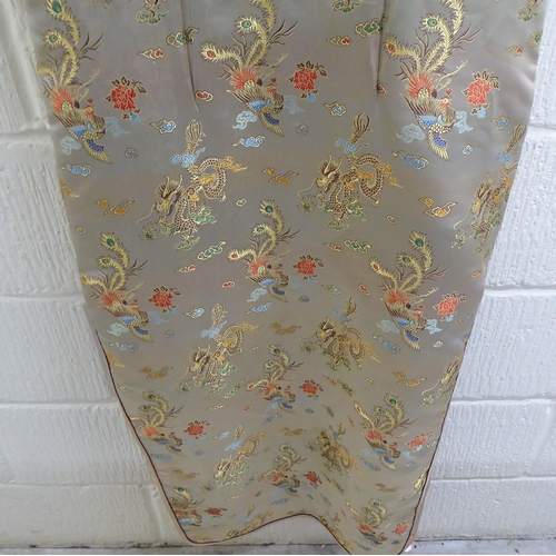 168 - A Chinese silk robe, embroidered with dragons and flowers  size 46