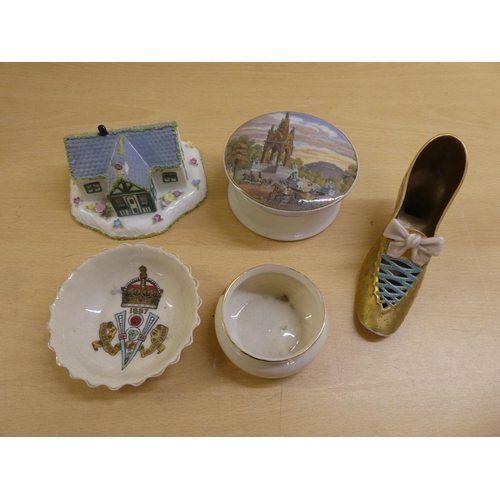 17 - 20thC decorative ceramics: to include a Spode china entrée dish; a Royal Worcester china shoe... 