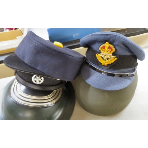 179 - Military hats and caps, mostly replicas: to include a RAF cap(Please Note: this lot is subject to th... 