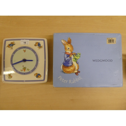 19 - A Wedgwood china Peter Rabbit themed quartz battery wall clock  8