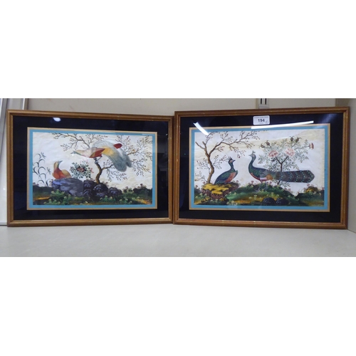 194 - Early 20thC Chinese School - two studies of exotic birds  mixed media on ricepaper  7