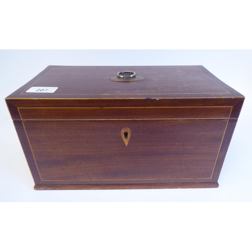 207 - A 19thC string inlaid mahogany tea caddy  6