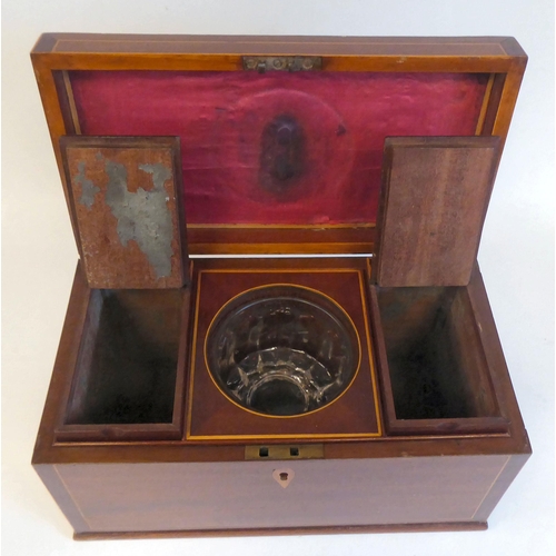 207 - A 19thC string inlaid mahogany tea caddy  6