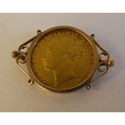 217 - A Victorian sovereign, St George on the obverse  1878, in a 9ct gold mount