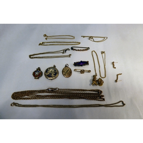 223 - Yellow metal items of personal ornament  mixed marks 