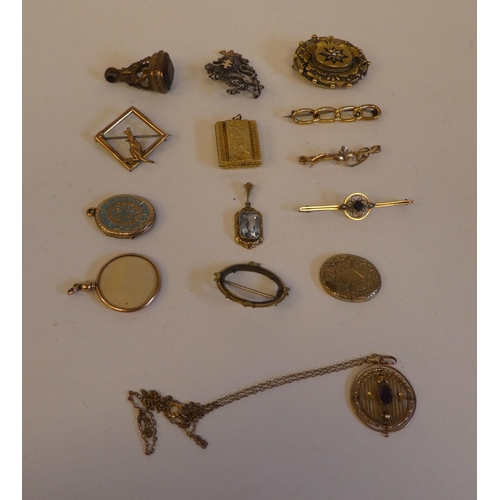 224 - Yellow metal items of personal ornament  mixed marks 