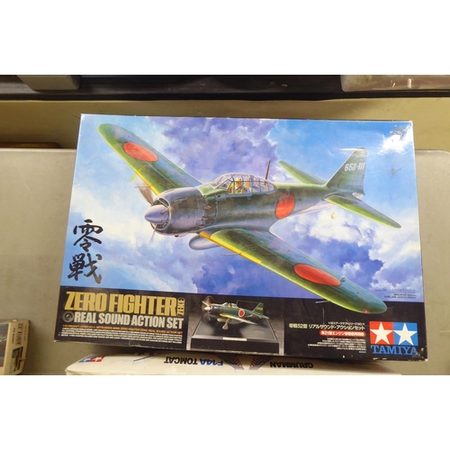 227 - 1/32 scale model kits: to include by Tamiya, a 'Zero Fighter (Zeke)'; and a 'H-43 B Huskie' by Testo... 